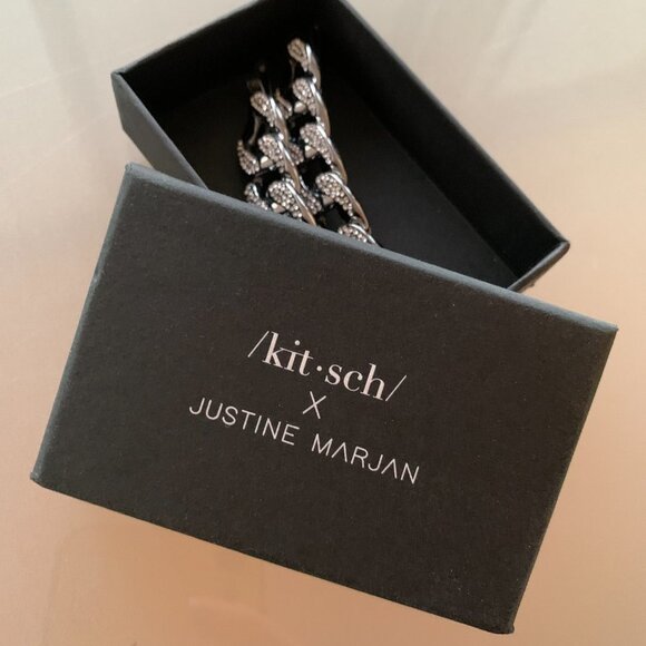 Lot of 2 Kitsch x Justine Marjan XL Hair Slides  Rhinestone Chain Bobby … - Picture 2 of 6